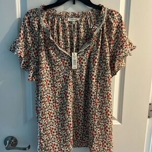 NWT Max Studio Short Sleeve Floral Blouse Size 1X